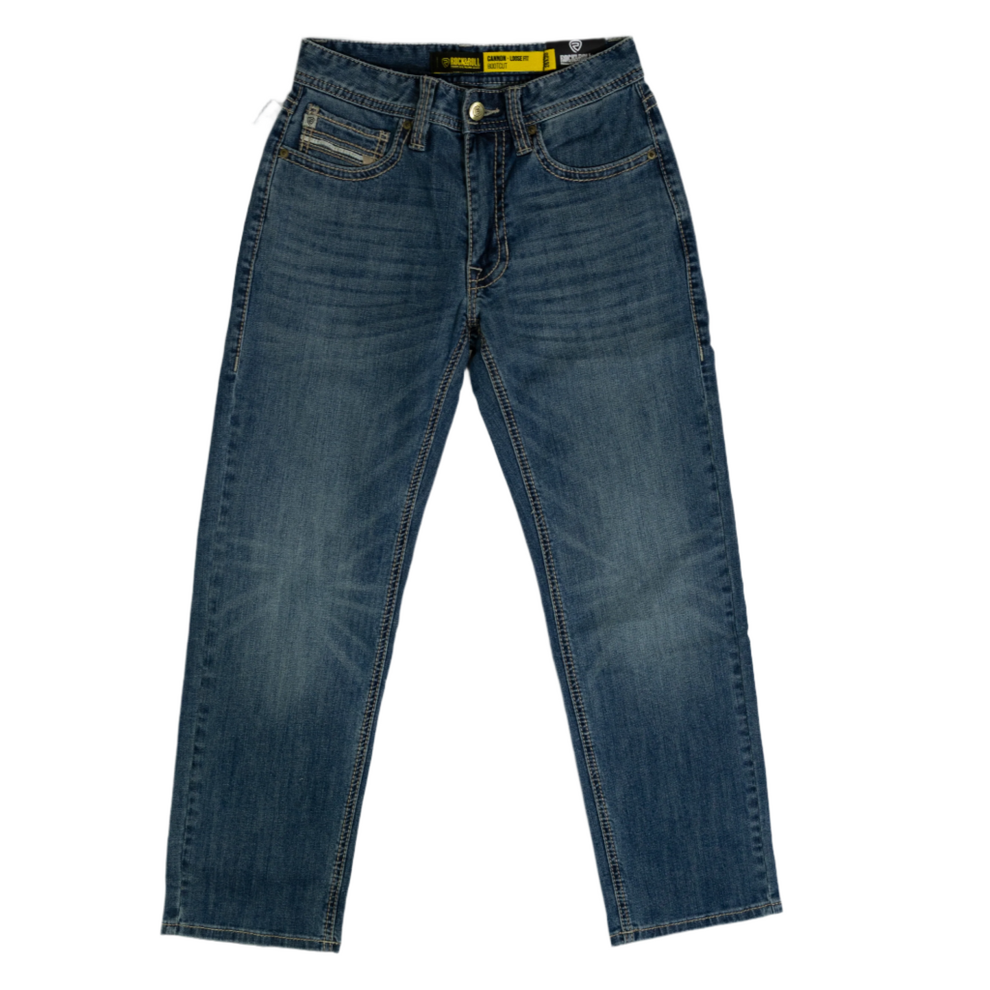 Men's Rock and Roll Denim Straight Embroidered Cannon Jeans BM0CD07372