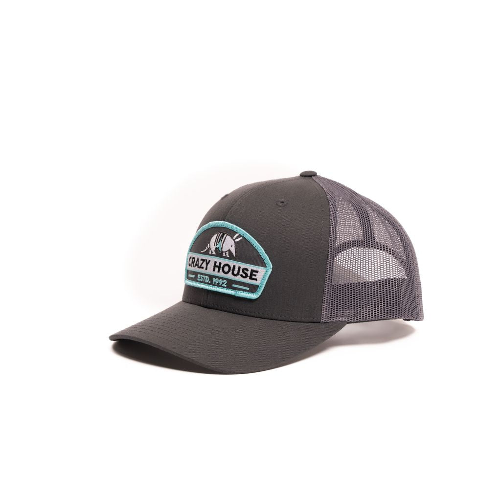 Crazy House Unisex Grey Mesh Snapback with Armadillo Patch - Crazy House Western Wear