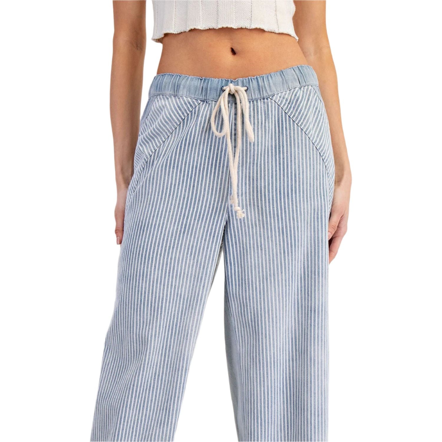 Women's ee:some Mineral Wash Striped Drawstring Pants PG10825 - Crazy House Western Wear
