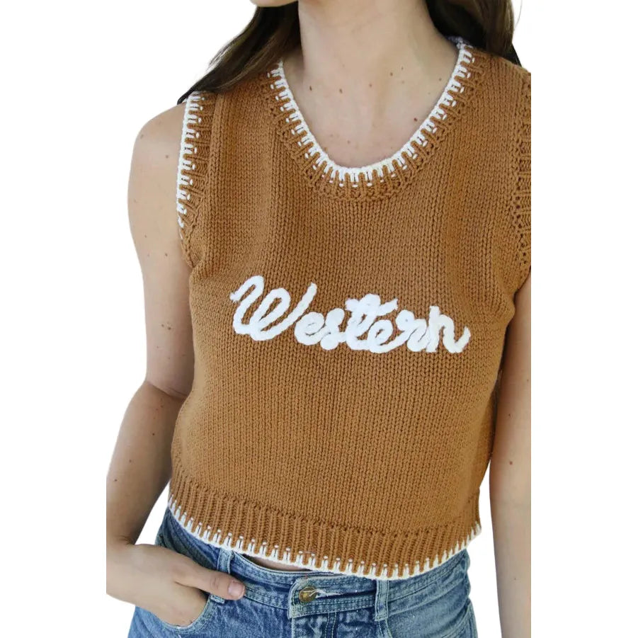 Women's Western Knit Sweater Vest TH4215