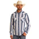 Men's Panhandle Vintage Ombre Striped Long Sleeve Snapped Shirt PMN2S05758 - Crazy House Western Wear