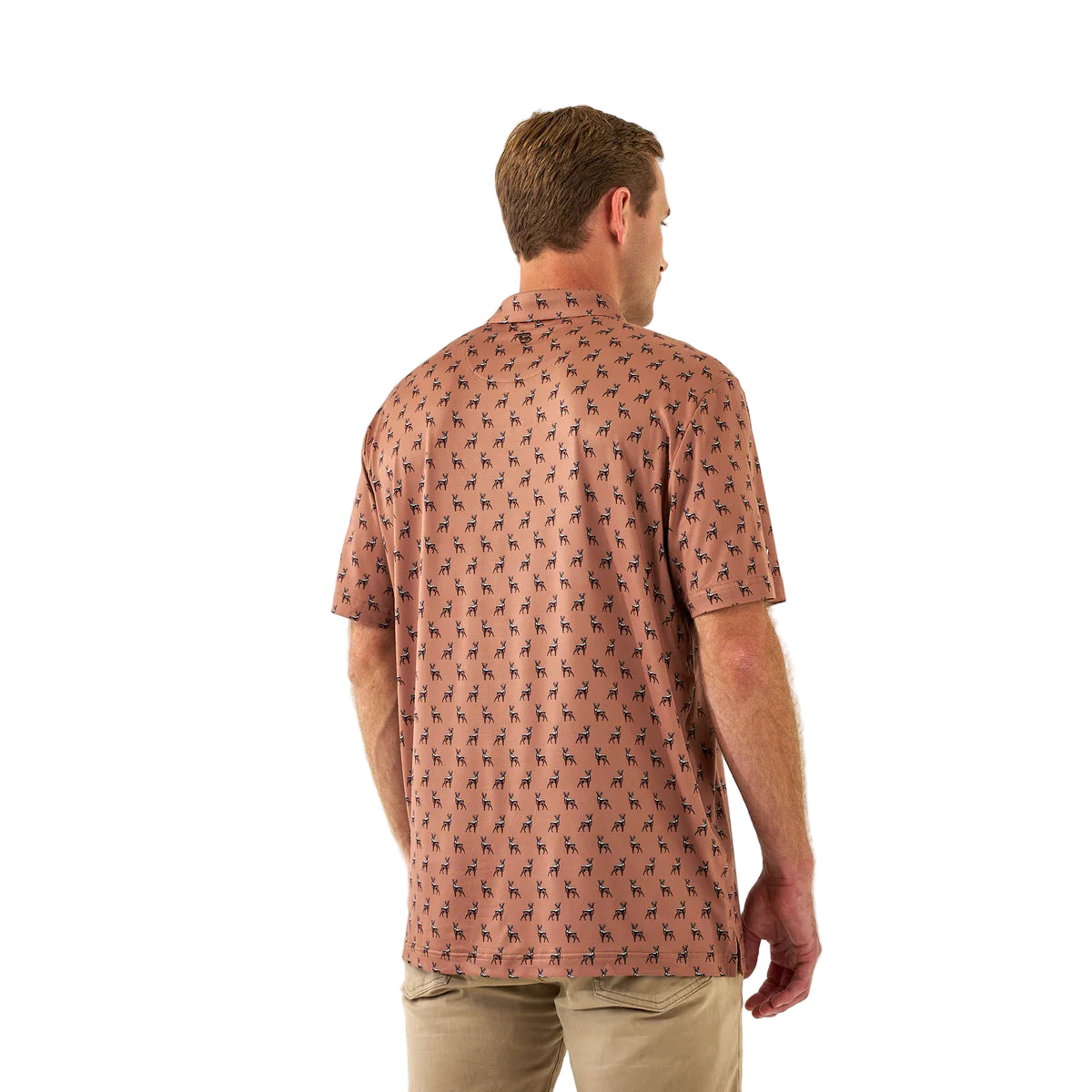 Men's Burlebo Performance Polo Whitetail Deer Brown PP-WTD-B
