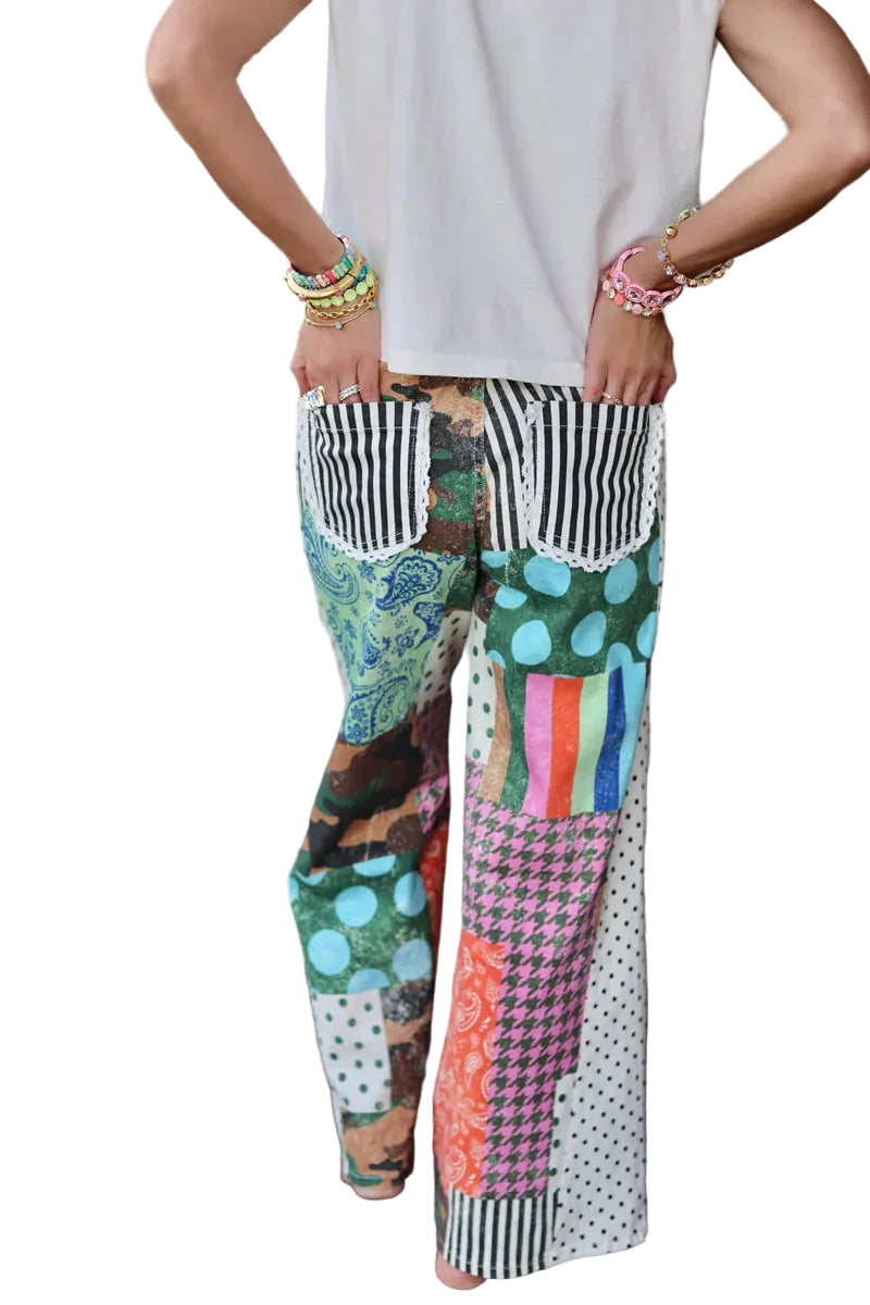 Poppy and Pine Women's Camo Patchwork Denim