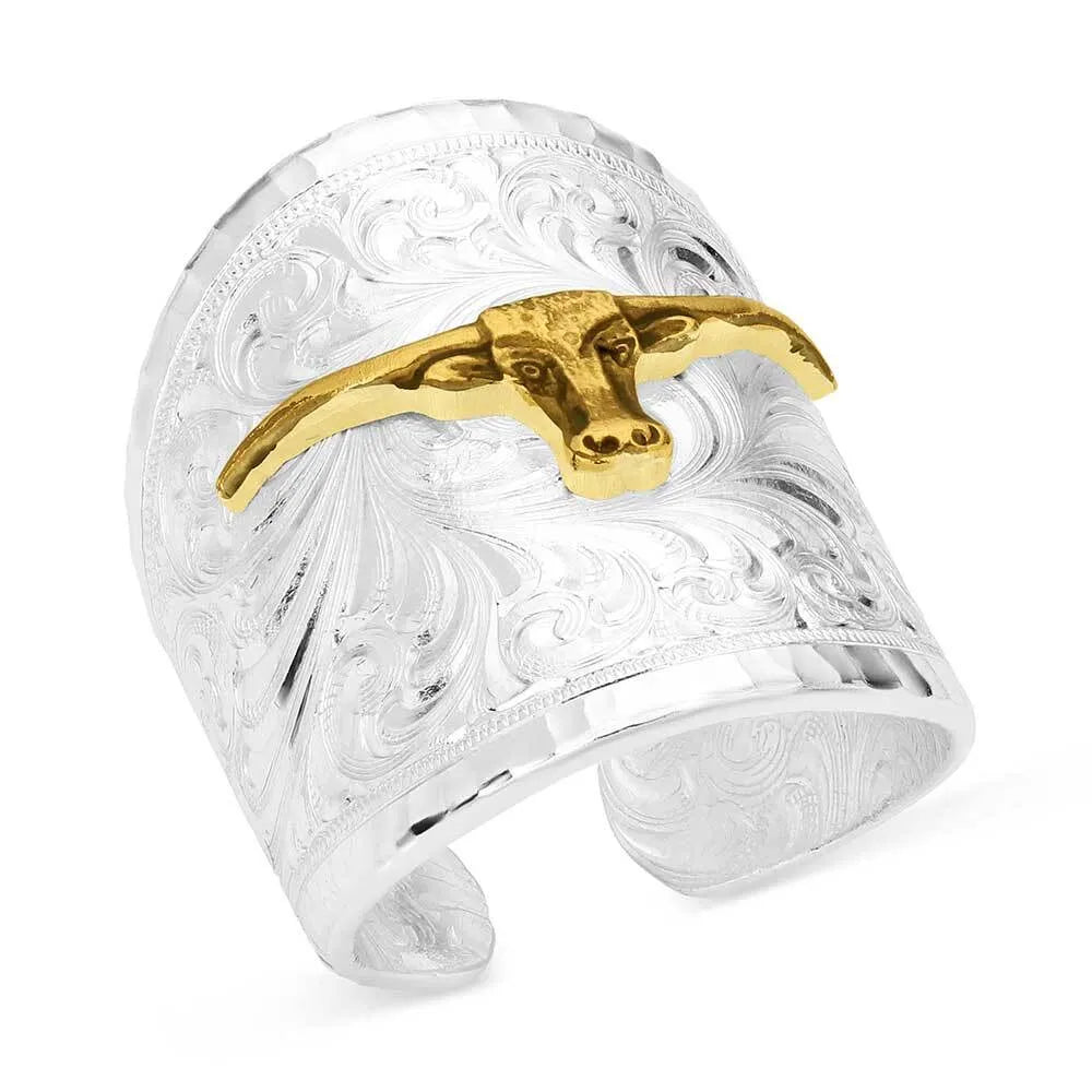 Women's Montana Silversmiths Out West Ring With Longhorn RG155-384S