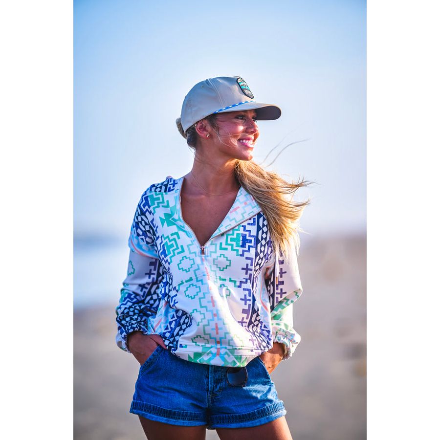 Women's Hooey "Mazatlan" Aztec/Cream with Half Zipper Pullover Hoodie HH2607AZCR