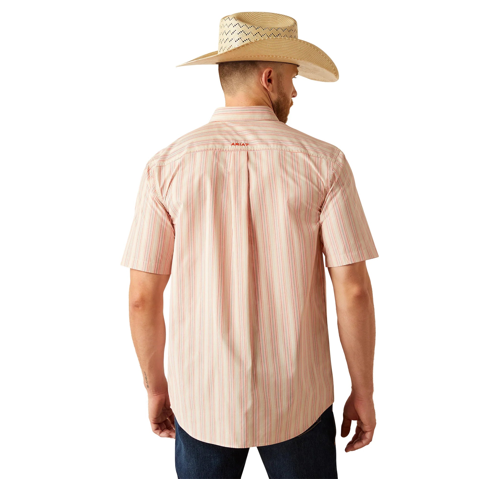 Men's Ariat Winter Pro Series Khaki Striped Print Classic Fit Shirt 10058752 - Crazy House Western Wear