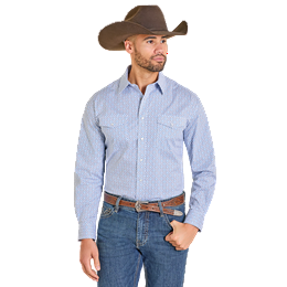 Men's Pendleton Blue Long Sleeve 2 Pocket Snap Shirt SMN2S07607