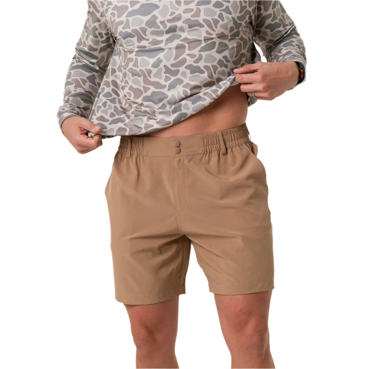 Men's Burlebo Everyday Short - Desert Tan - Flying Ducks Green Pocket ES-DT-FDG