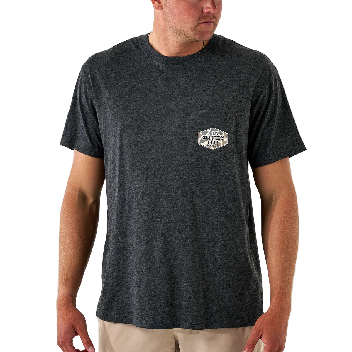 Men's Burlebo Short Sleeve Tee "Iron Sharpens Iron" Heather Black SST-ISI-HB