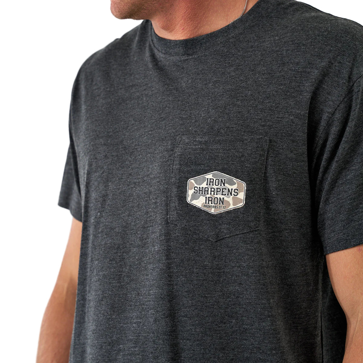 Men's Burlebo Short Sleeve Tee "Iron Sharpens Iron" Heather Black SST-ISI-HB