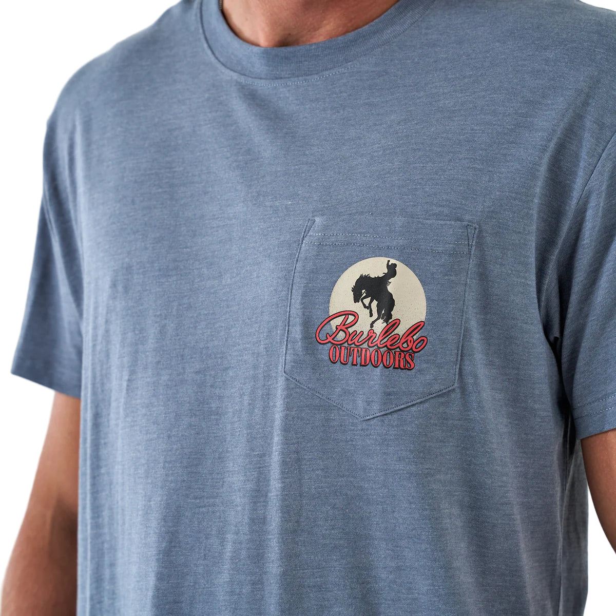 Men's Burlebo Short Sleeve "Moonlight Cowboy" Heather Blue Jean SST-MLCB-HBJ