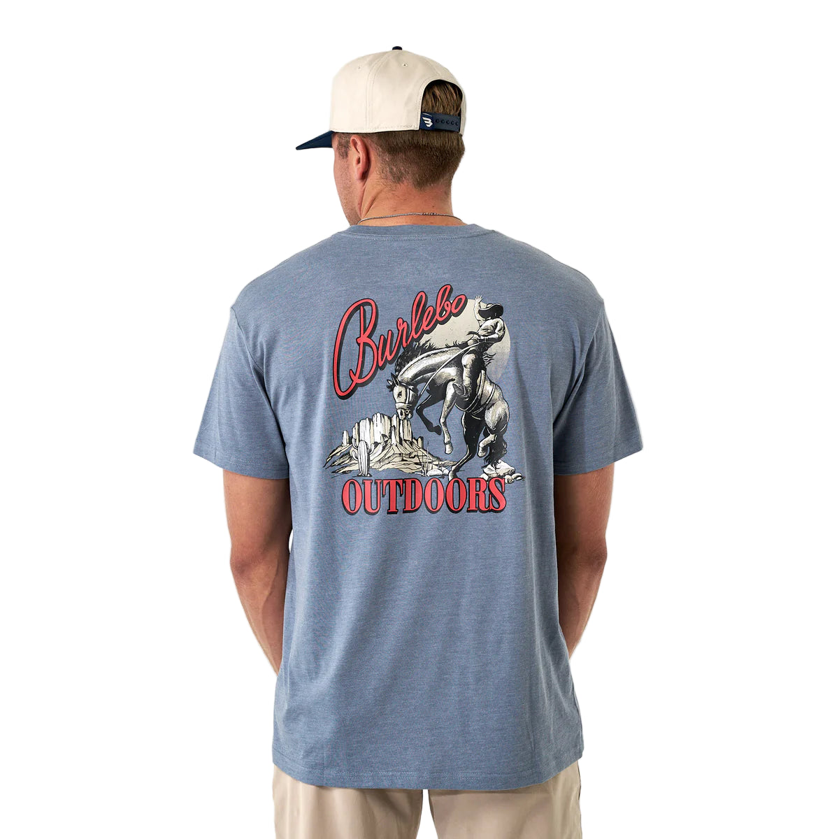 Men's Burlebo Short Sleeve "Moonlight Cowboy" Heather Blue Jean SST-MLCB-HBJ