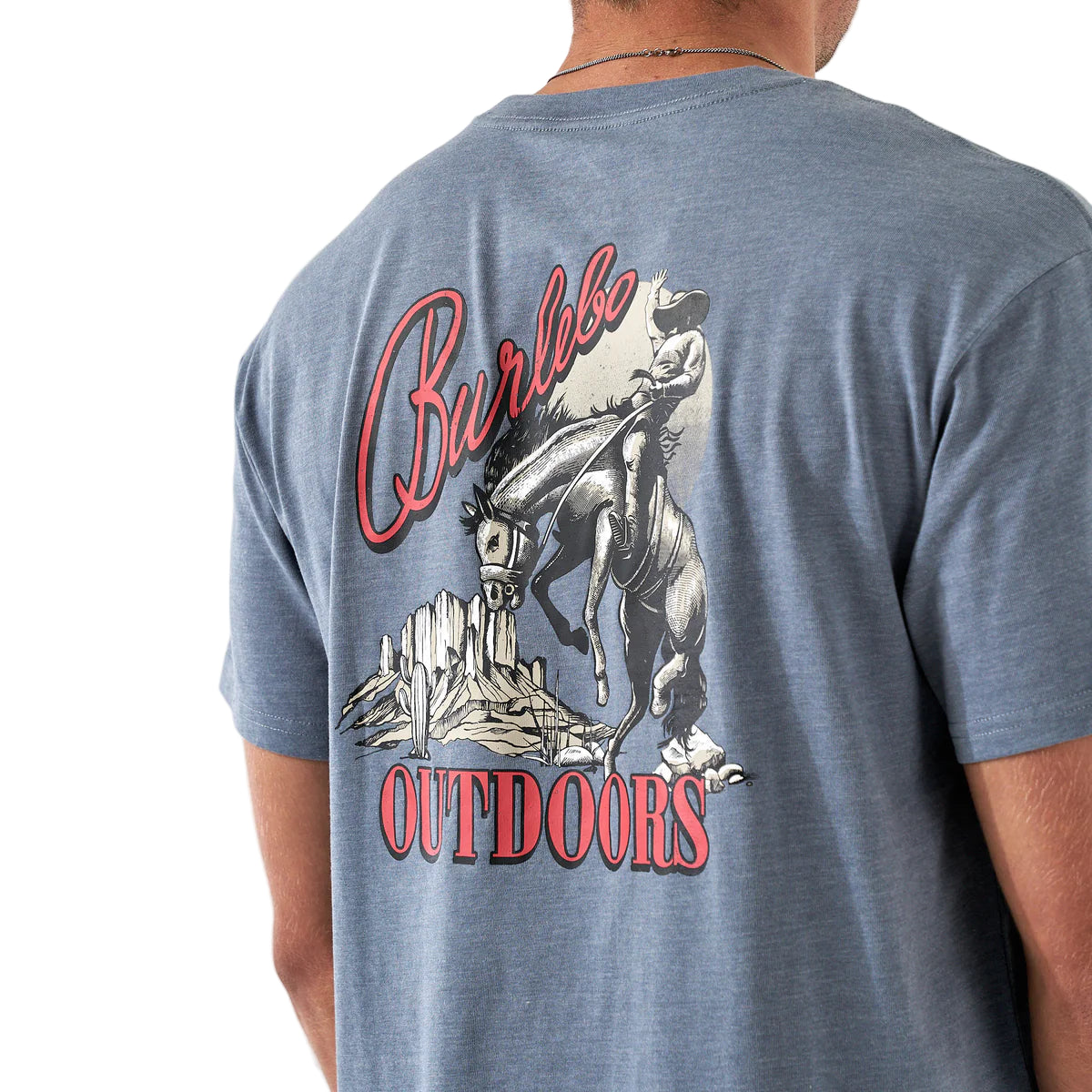 Men's Burlebo Short Sleeve "Moonlight Cowboy" Heather Blue Jean SST-MLCB-HBJ