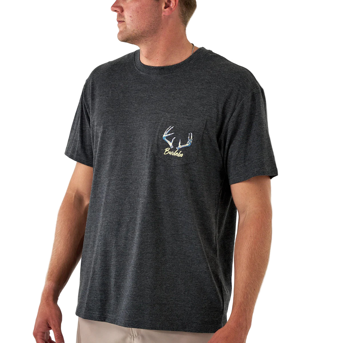 Men's Burlebo Short Sleeve Tee "Whitetail Season" Heather Black SST-WTSZN-HB