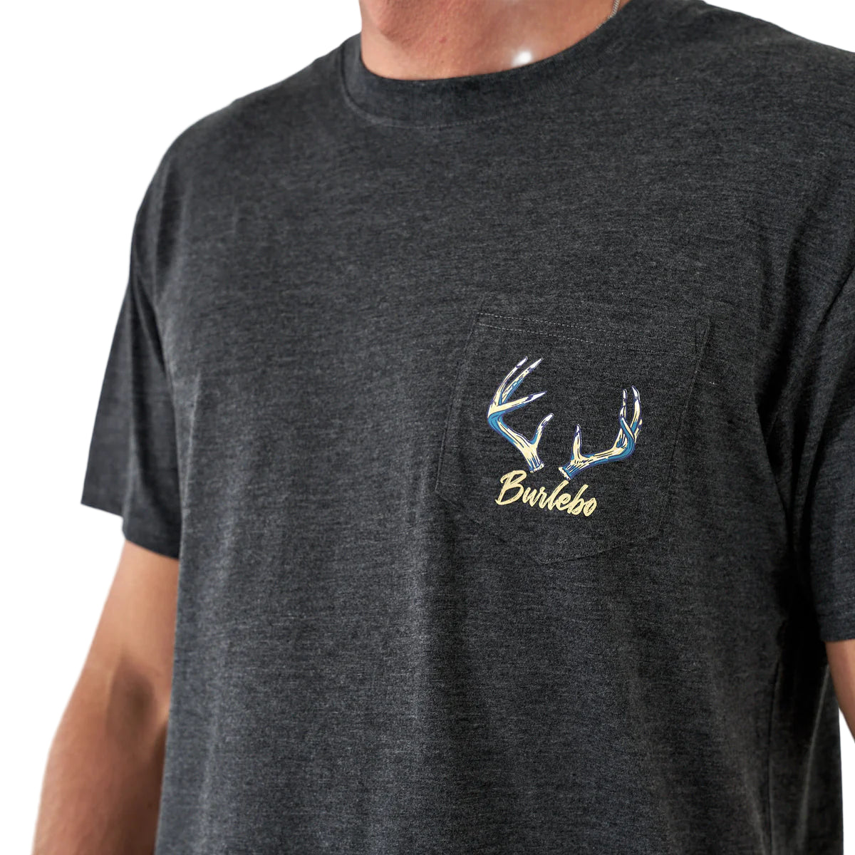 Men's Burlebo Short Sleeve Tee "Whitetail Season" Heather Black SST-WTSZN-HB