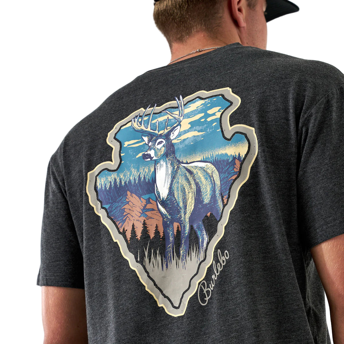 Men's Burlebo Short Sleeve Tee "Whitetail Season" Heather Black SST-WTSZN-HB