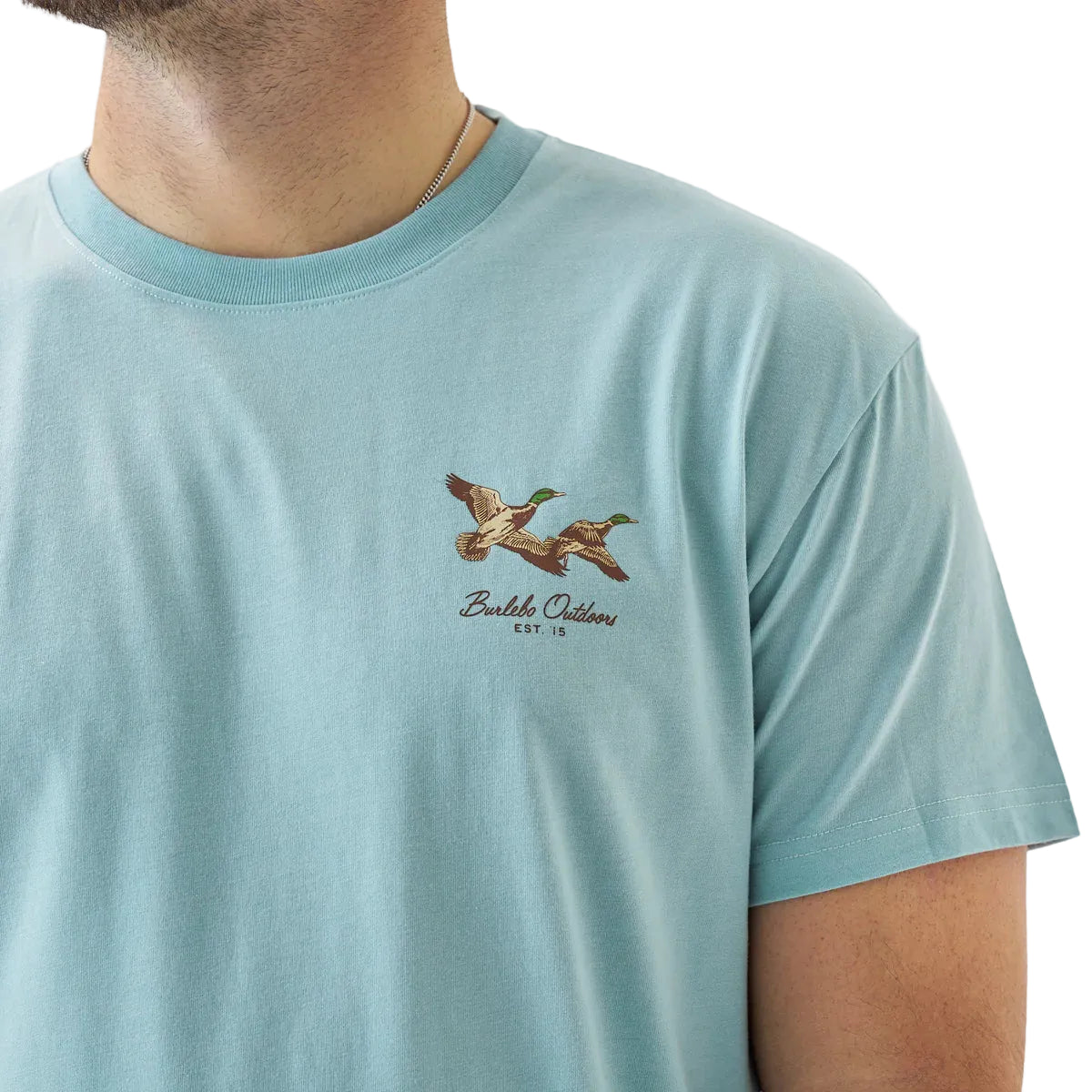 Men's Burlebo Sky Blue Flying Mallards Short Sleeve T-shirt SST-FM-SB
