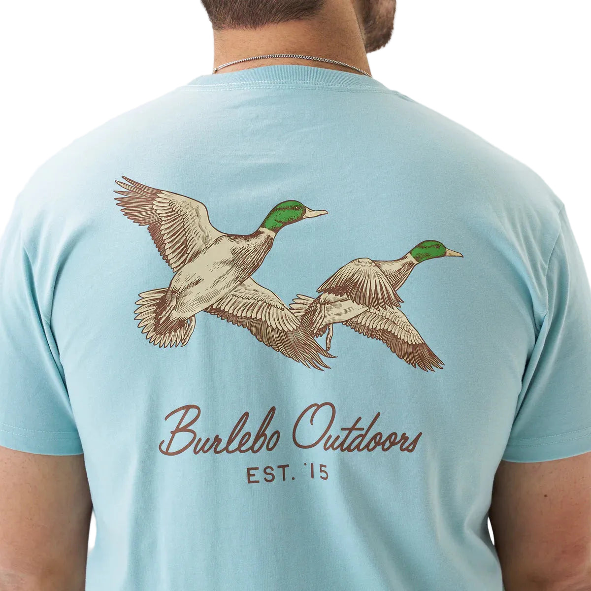 Men's Burlebo Sky Blue Flying Mallards Short Sleeve T-shirt SST-FM-SB