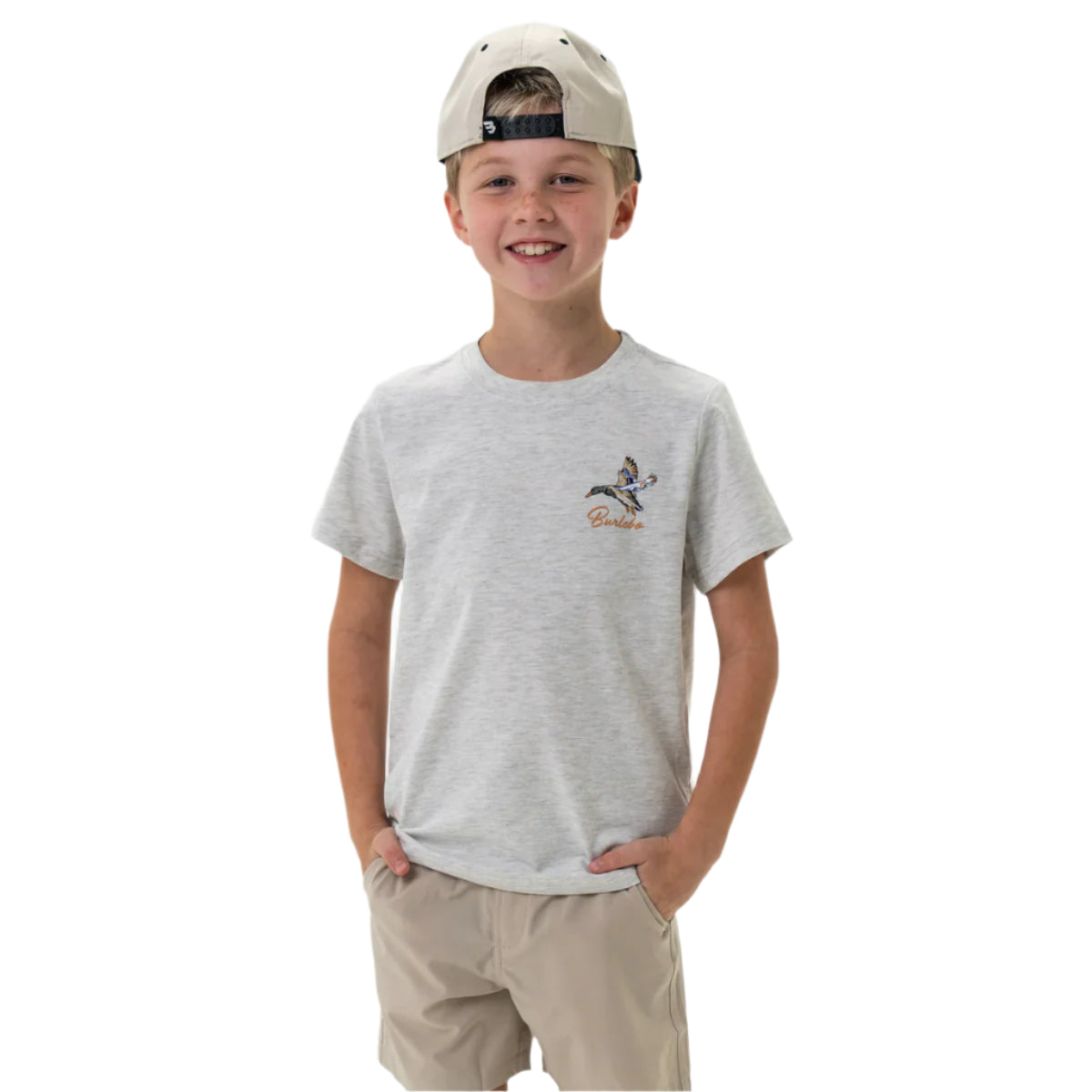 Boy's Burlebo Pintail Triangle Duck - Heather Ash Grey Shirt Y-PTRI-SS-AG - Crazy House Western Wear