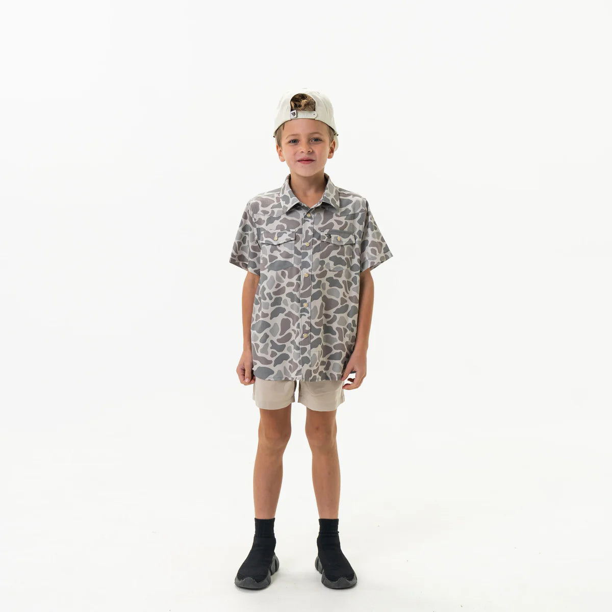 Boy's Burlebo Performance Western Shirt - Classic Deer Camo Y-PWS-CDC