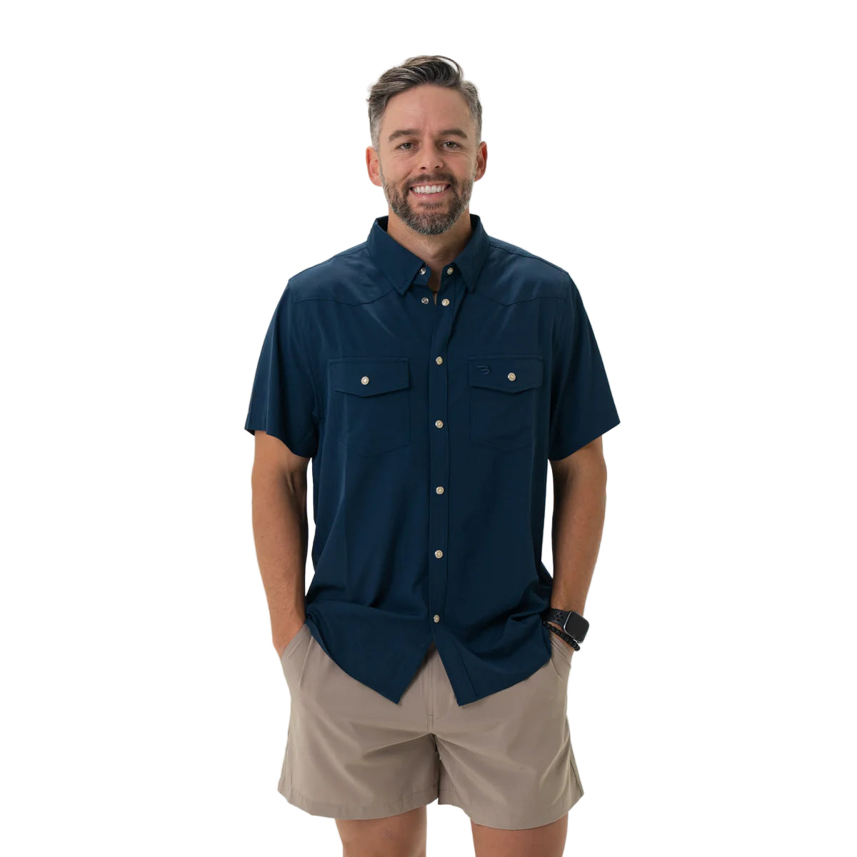 Men's Burlebo Performance Western Shirt - Navy PWS-NVY