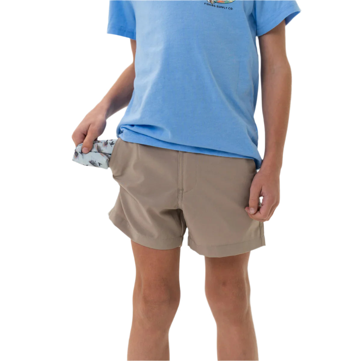 Boy's Burlebo Everyday Short - Cobblestone Khaki - Duck Hunt Pocket Y-ES-CK-DKH