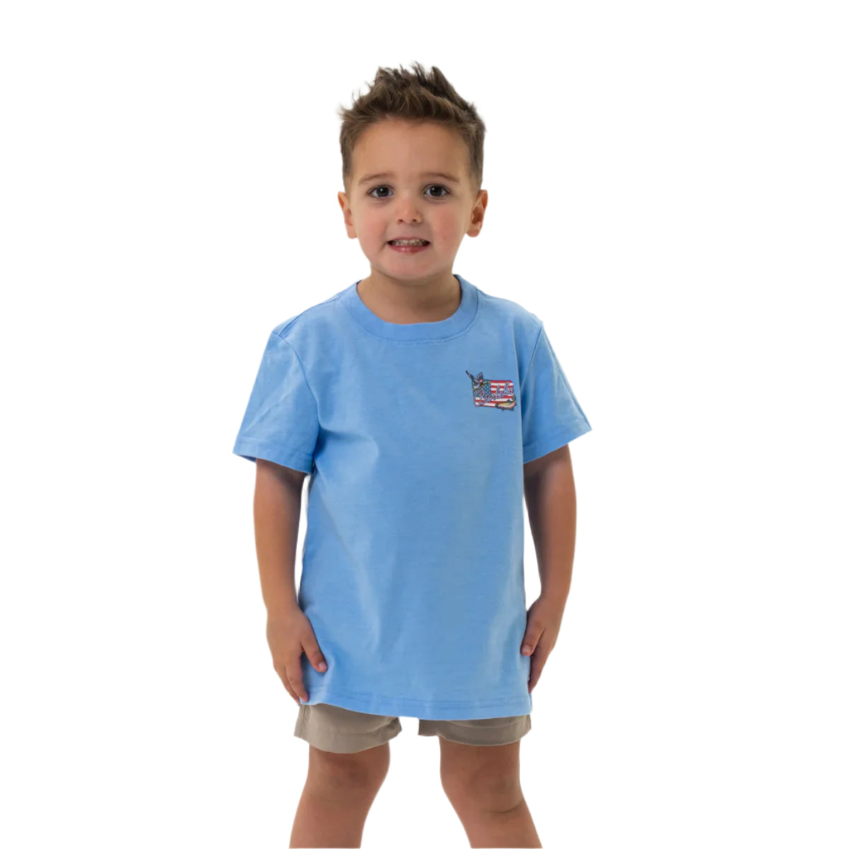 Boy's Burlebo BURLEBO Patch Flag - Heather Periwinkle Shirt Y-BPF-SS-PB - Crazy House Western Wear