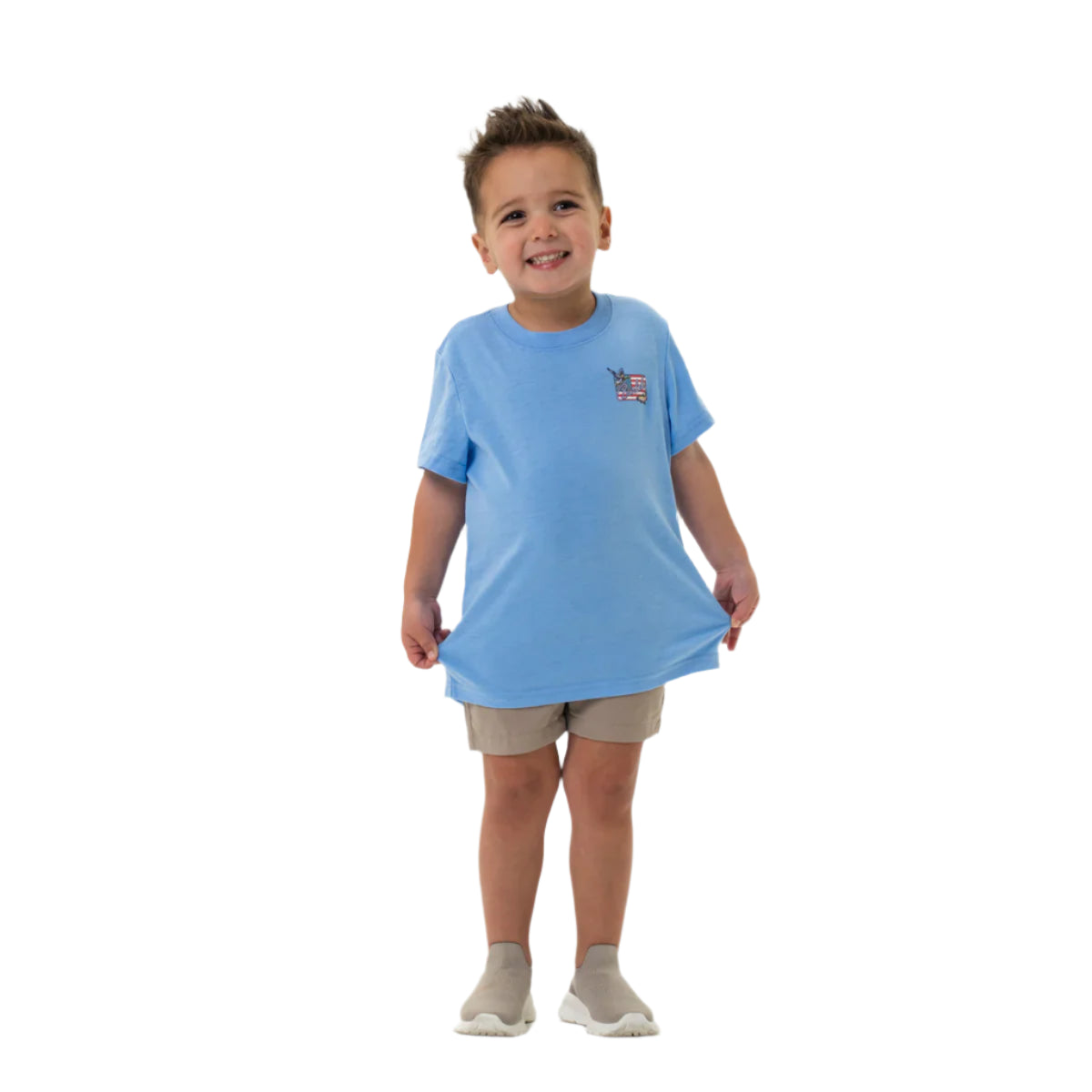 Boy's Burlebo BURLEBO Patch Flag - Heather Periwinkle Shirt Y-BPF-SS-PB - Crazy House Western Wear