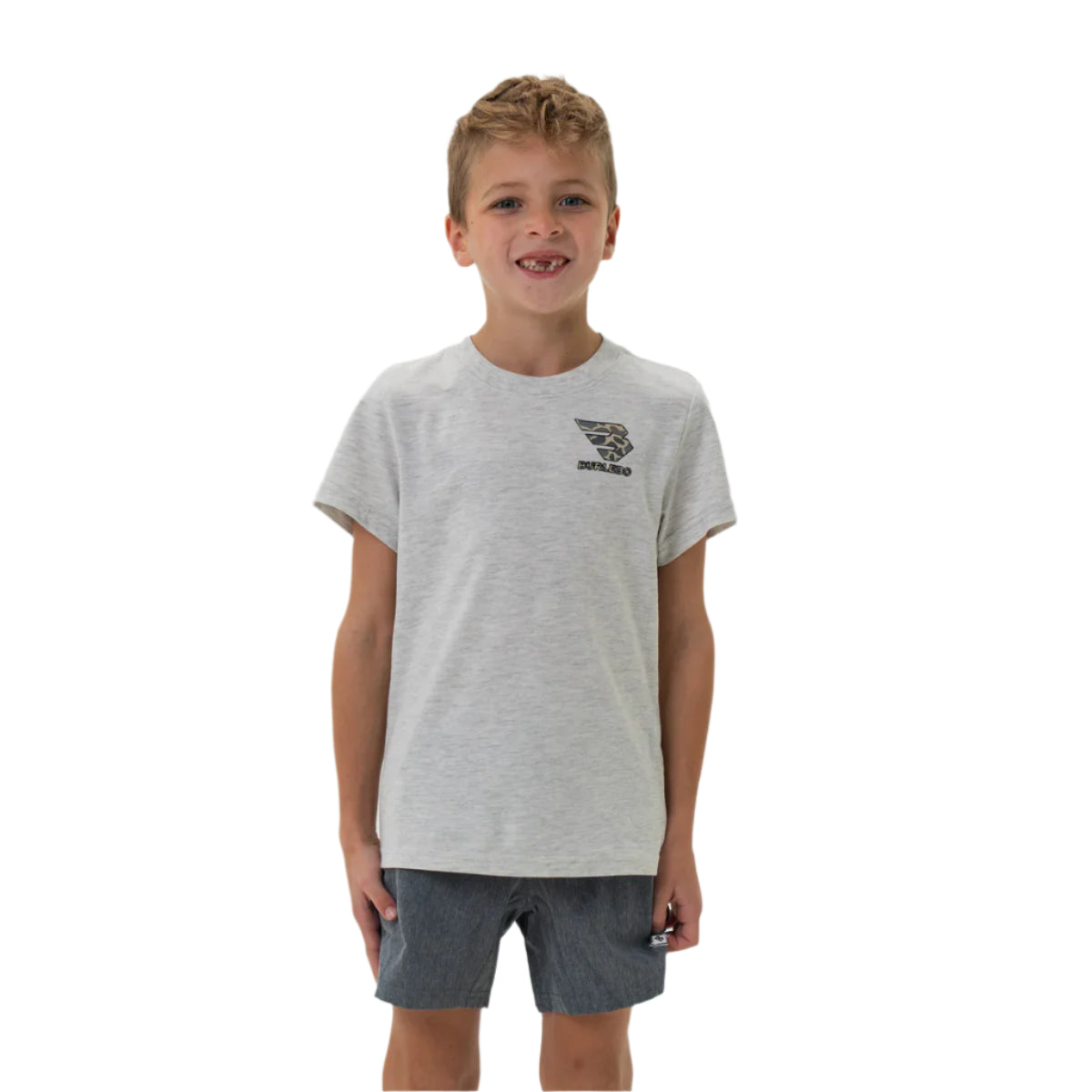 Boy's Burlebo Flying B Logo - Heather Ash Grey Shirt Y-FBCDC-SS-AG - Crazy House Western Wear