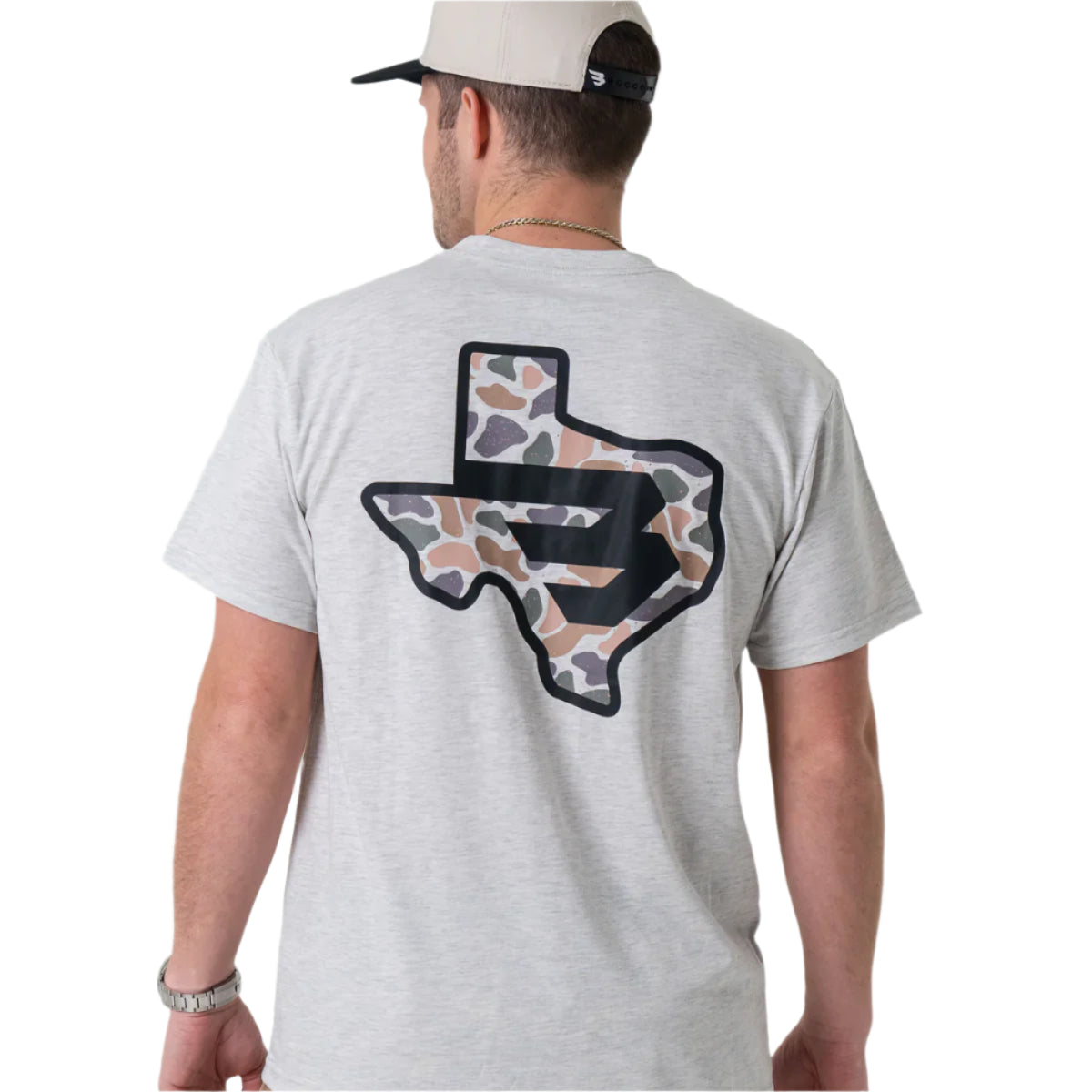 Men's Burlebo Texas Camo Flying B Logo - Heather Ash Grey TXCFB-SS-AG - Crazy House Western Wear
