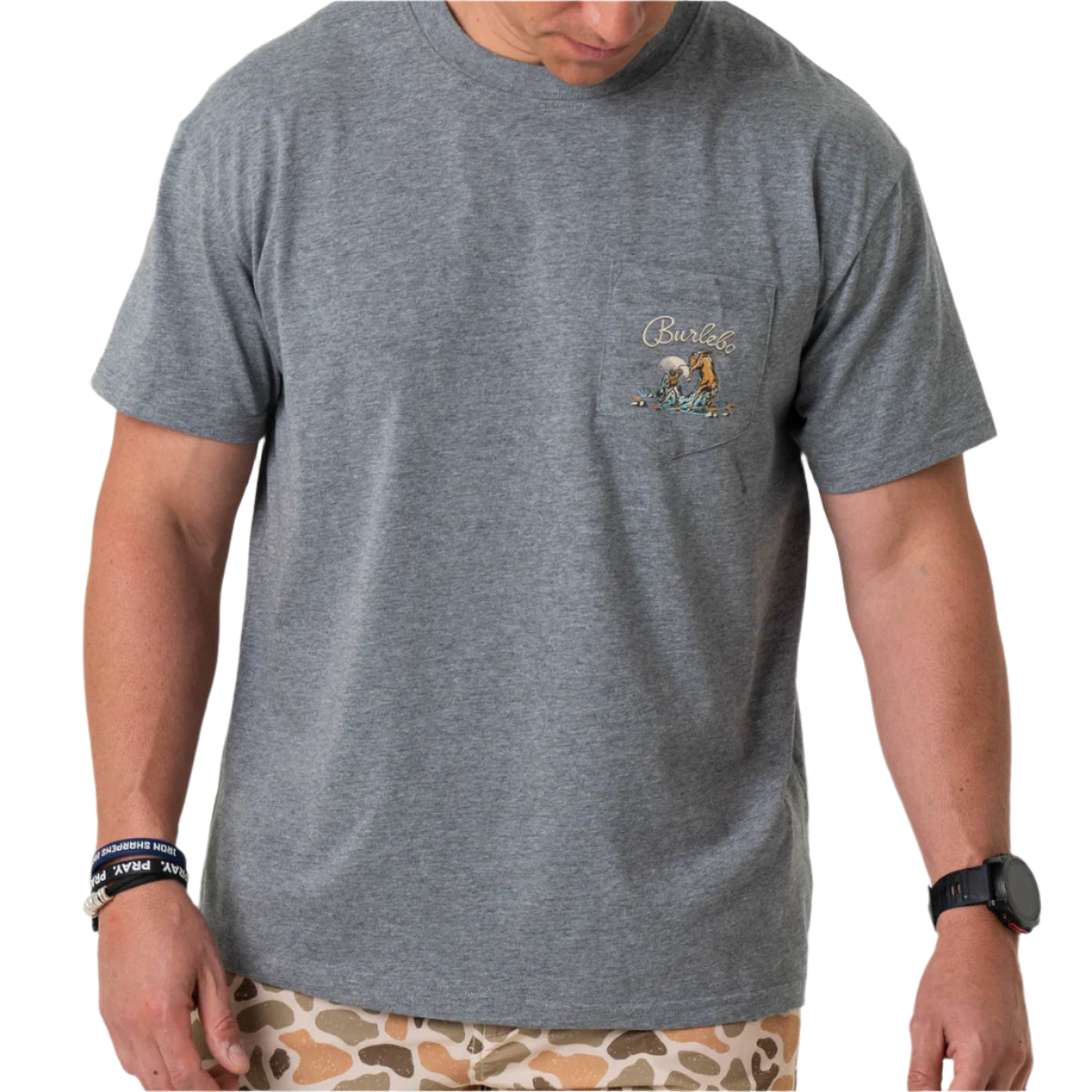 Men's Burlebo Cowboy Up - Dark Heather Grey Short Sleeve Shirt CU-SS-DHG - Crazy House Western Wear