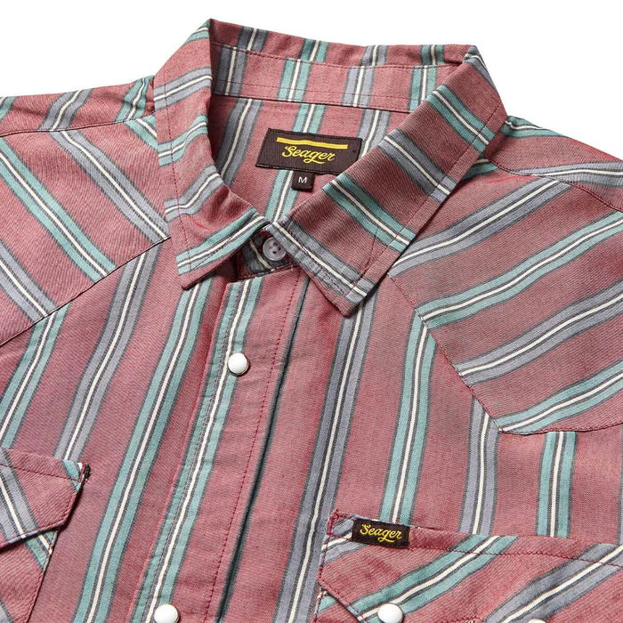 Men's Seager Sawtoof Long Sleeve Shirt Red Rock Stripe MSF25SAWTRED