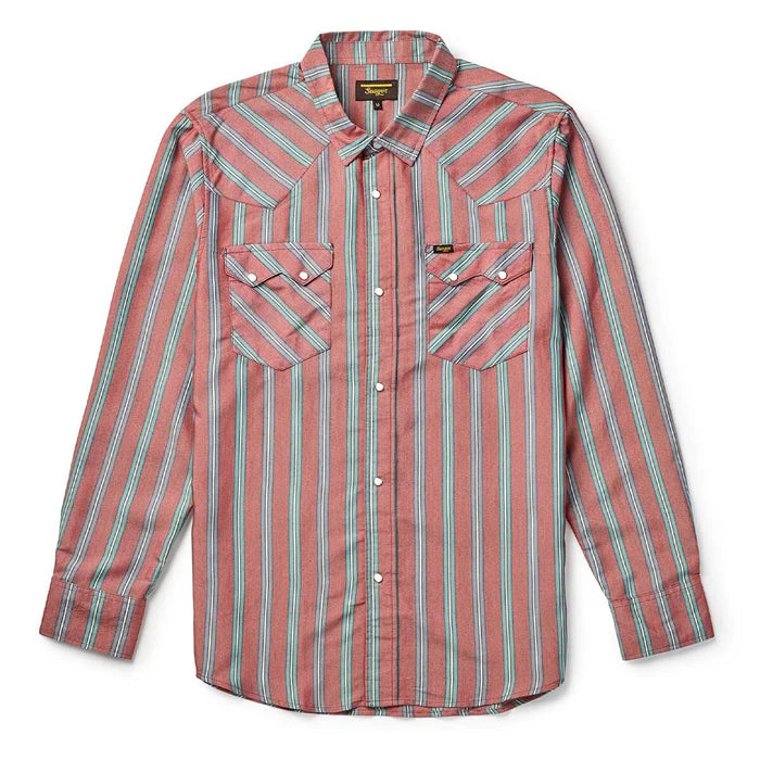 Men's Seager Sawtoof Long Sleeve Shirt Red Rock Stripe MSF25SAWTRED