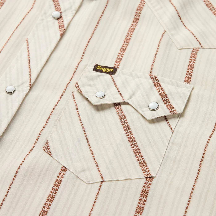 Men's Seager Sawtoof Short Sleeve Azteca Tile Shirt MSSP26SAWTWHT