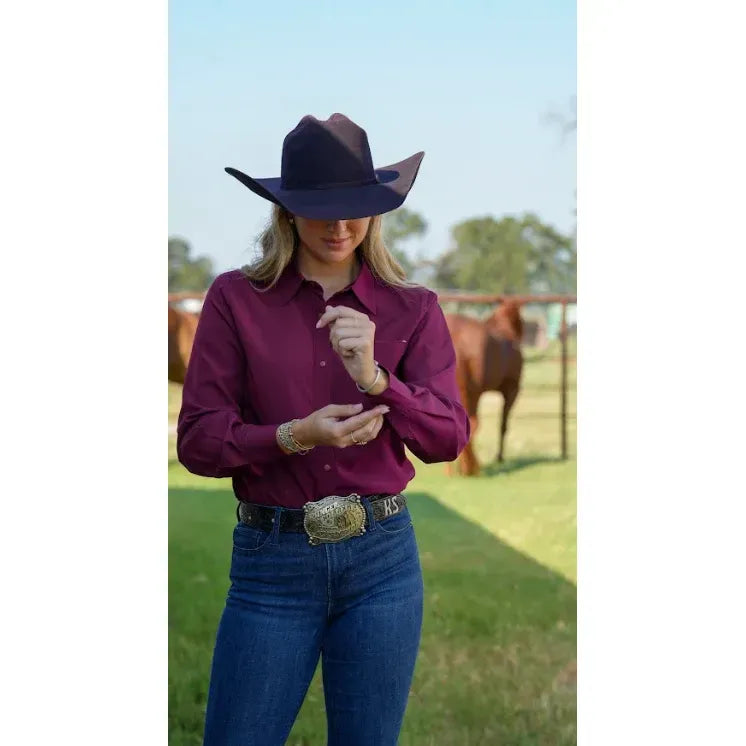 Women's SanJac Maroon Long Sleeve Performance Shirt