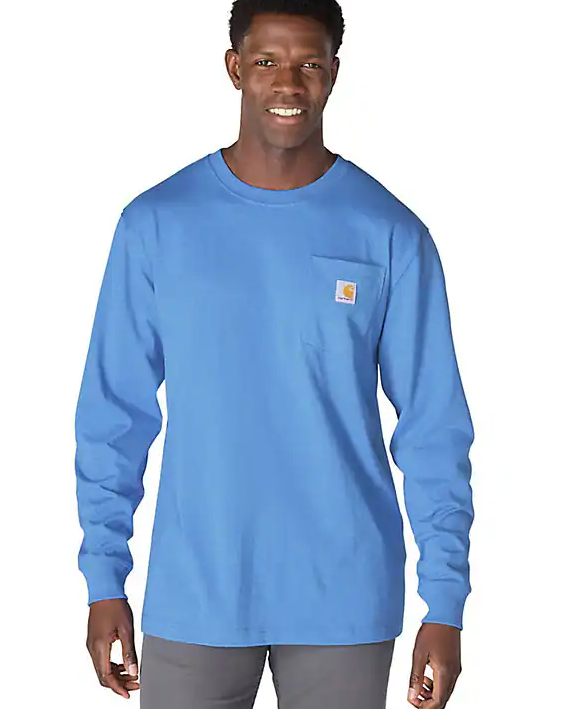Carhartt Men's Blue Heather Dearborn Long Sleeve T-shirt K126-HX6