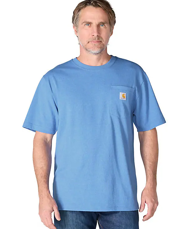 Carhartt Men's Blue Heather Iconic Pocket T-shirt K87-HX6