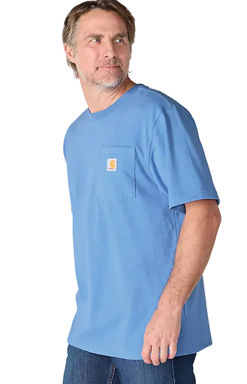 Carhartt Men's Blue Heather Iconic Pocket T-shirt K87-HX6