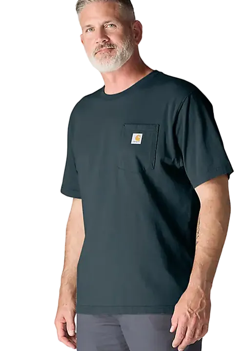 Carhartt Men's Dark Harbor Teal Iconic Pocket T-shirt K87-HV0