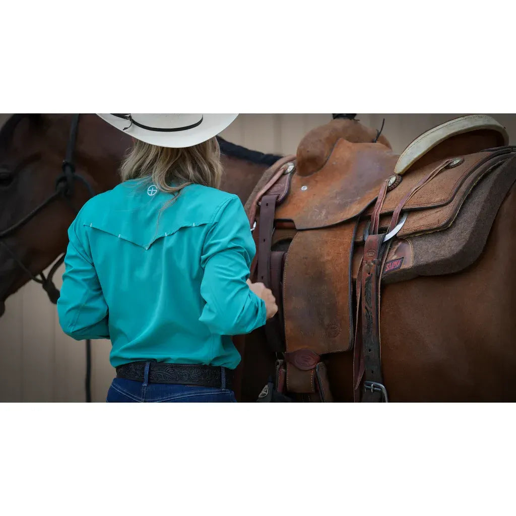 Women's SanJac Teal Long Sleeve Performance Shirt