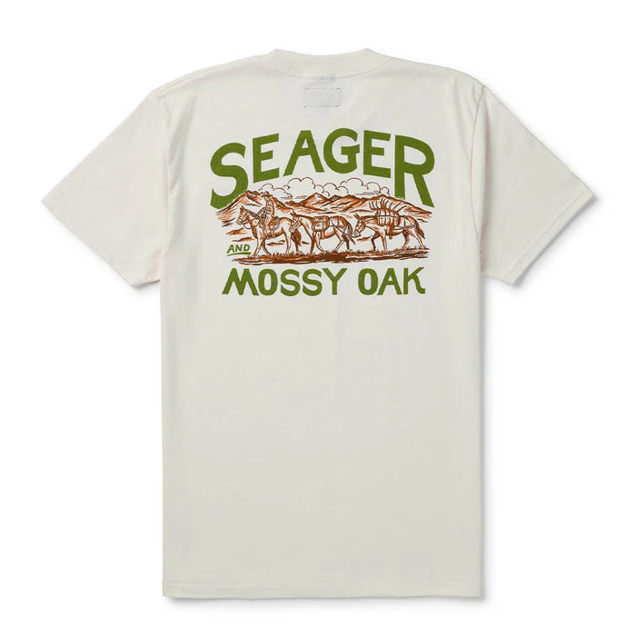 Men's Seager X Mossy Oak Pack Out Vintage White Tee MTF25PACKMOAKWHT