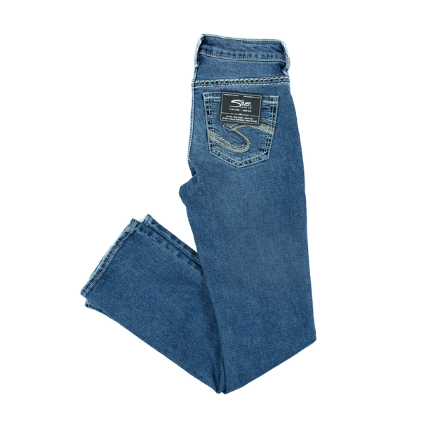 Women's Silver Elyse Mid Rise Bootcut Jeans L03719STA366