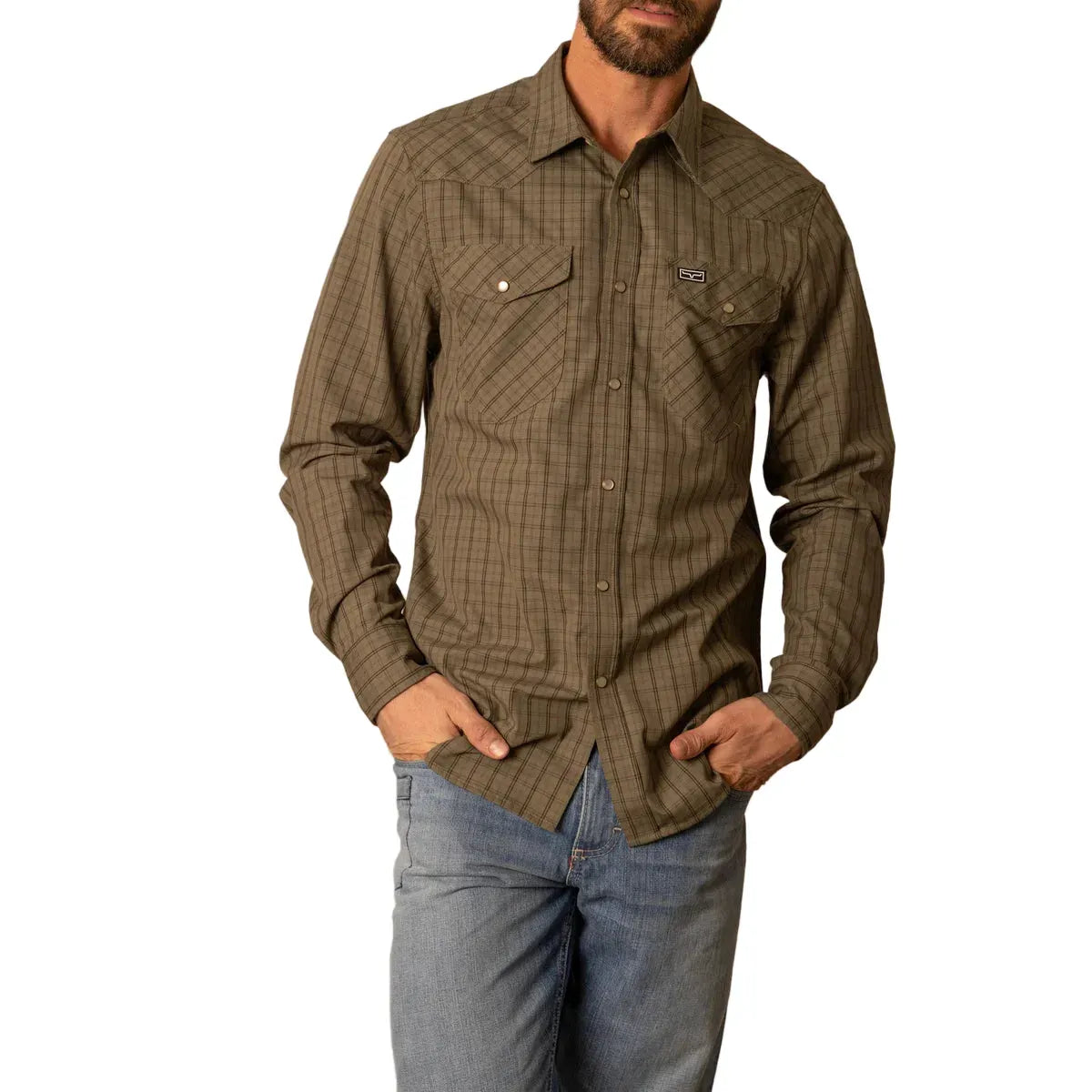 Men's Kimes Ranch Army Green Smalls Long Sleeve Button Up Shirt