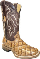 Men's Cowtown Tan Fish Skin Print Boots Q157