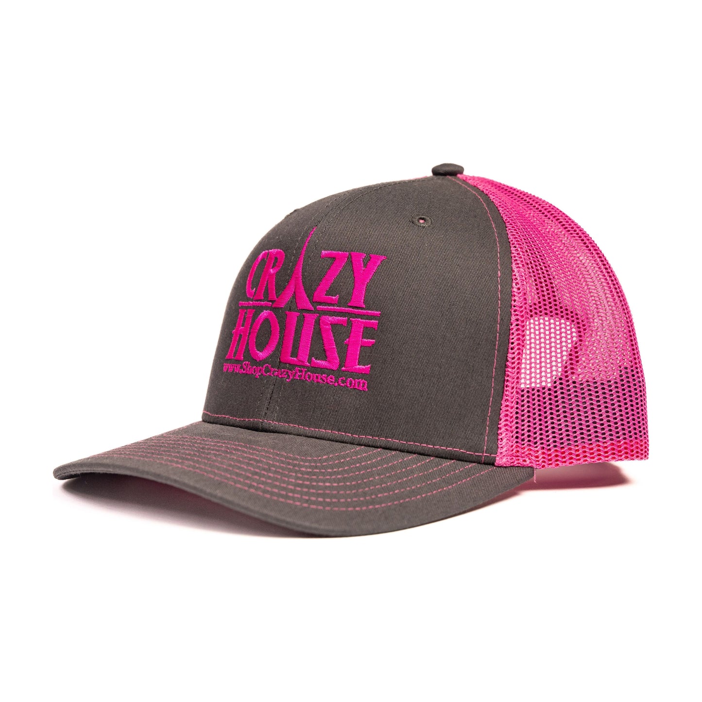 Grey and Pink Snapback with Crazy House Stitching - Crazy House Western Wear