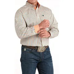 Men's Cinch Tencel Cream Stripe Print Shirt MTW1105963 - Crazy House Western Wear