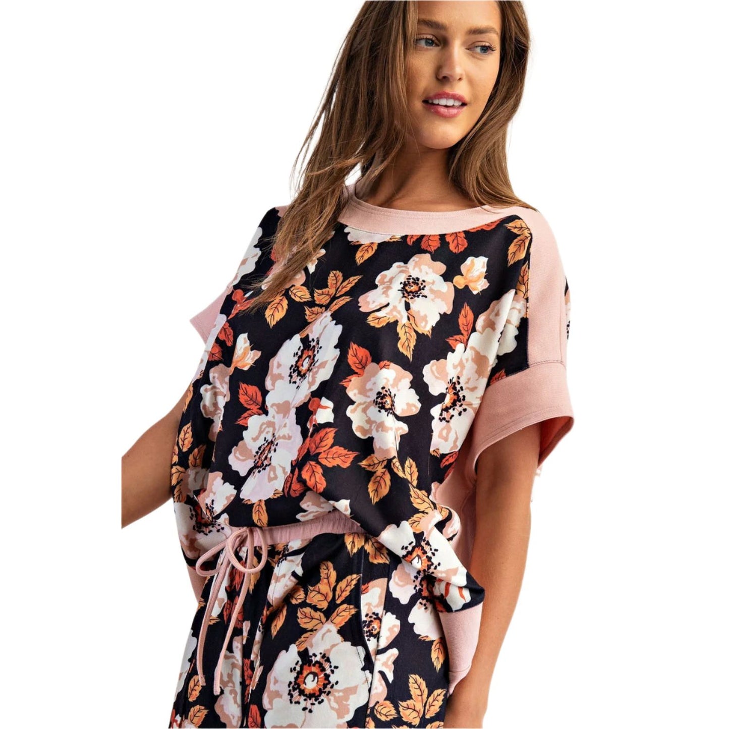Women's ee:some Floral Printed Dolman Sleeve Boxy Top TK14309