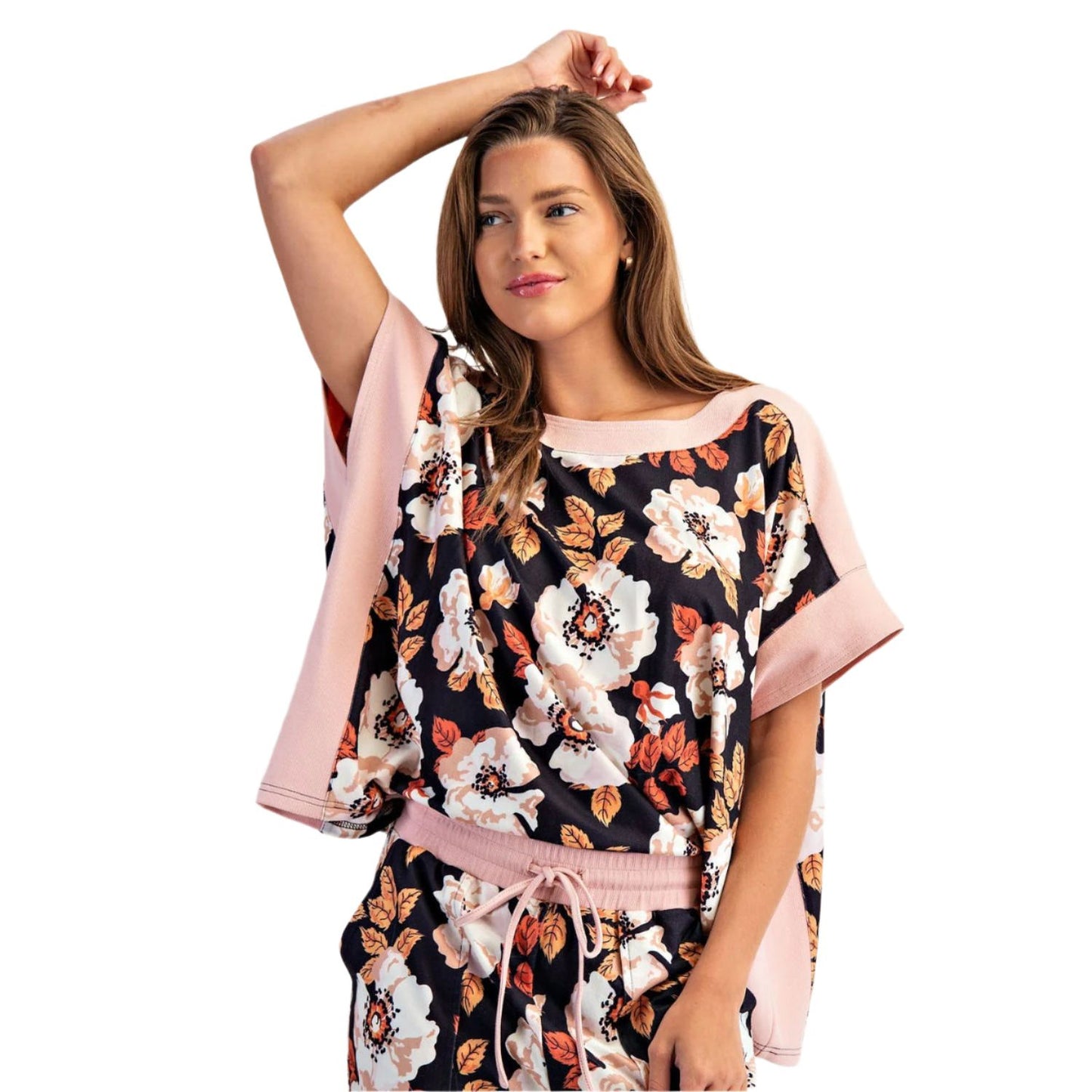 Women's ee:some Floral Printed Dolman Sleeve Boxy Top TK14309