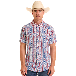 Men's Rock & Roll Short Sleeve 2 Pocket Snap Shirt TMN3S06661 - Crazy House Western Wear