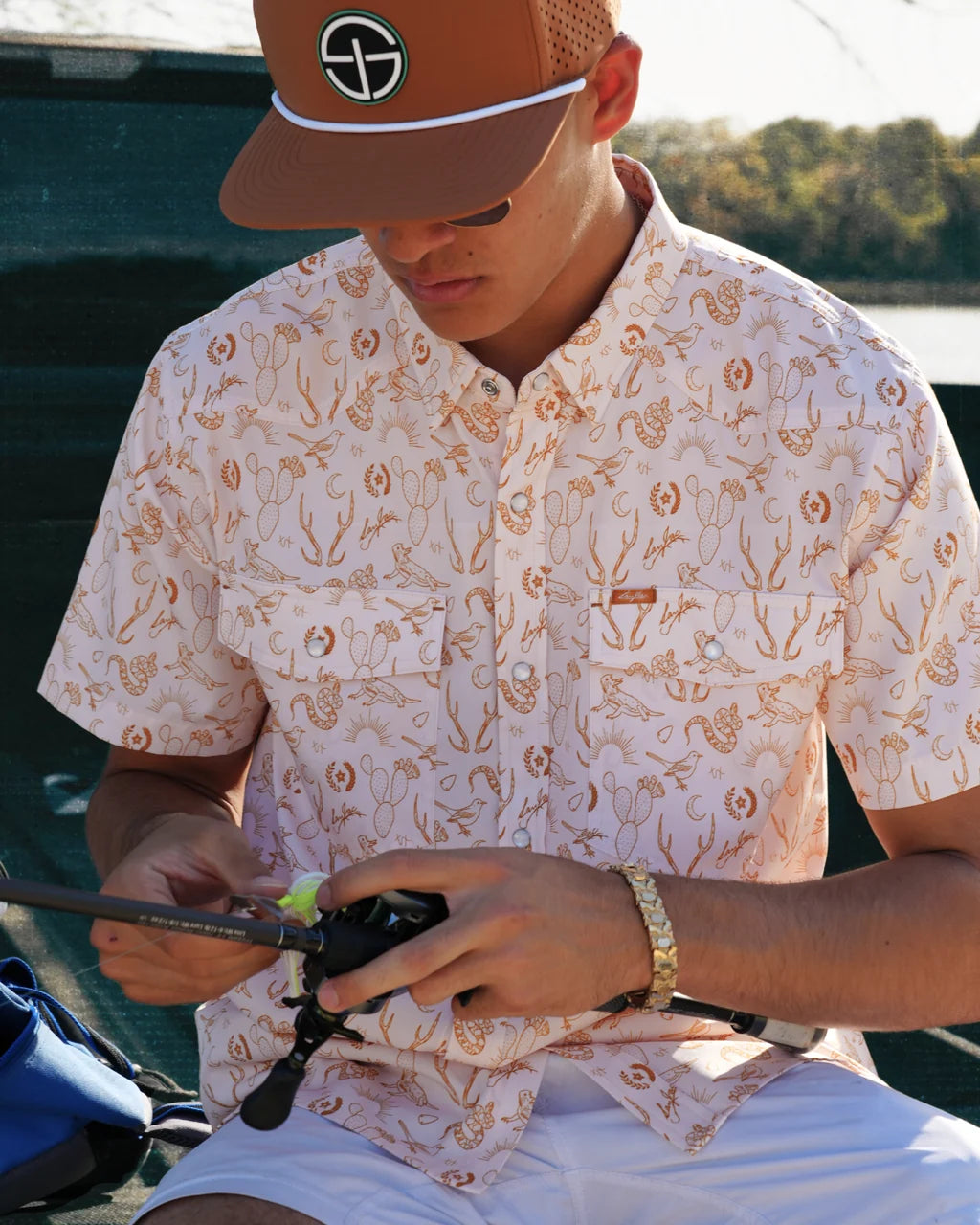SanJac Men's Texas Sun Short Sleeve Performance Pearl Snap COA-SS-TXSUN